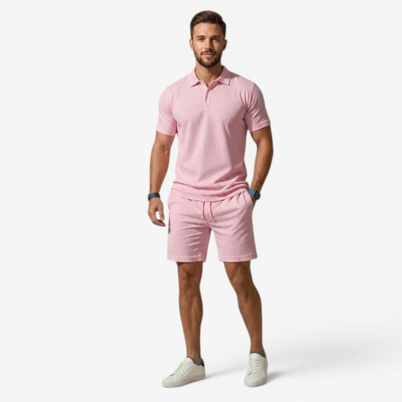 Men's Polo Shirt and Drawstring Shorts Set
