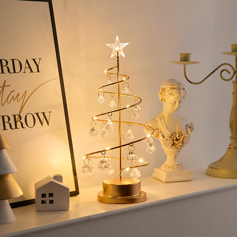Lumetree - Spirál fém díszfa kristály díszekkel és LED világítással