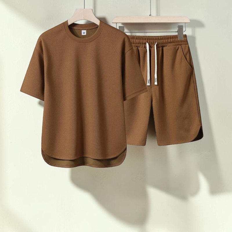 Men's Casual Crew Neck T-Shirt and Shorts Set