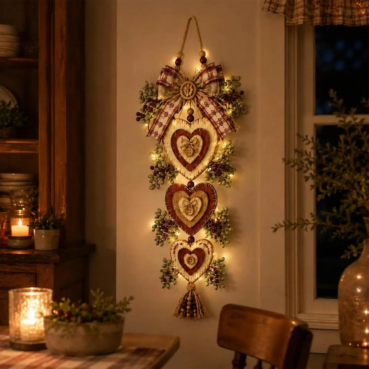 Heartlayer - Réteges szív falidísz rusztikus fa megjelenéssel