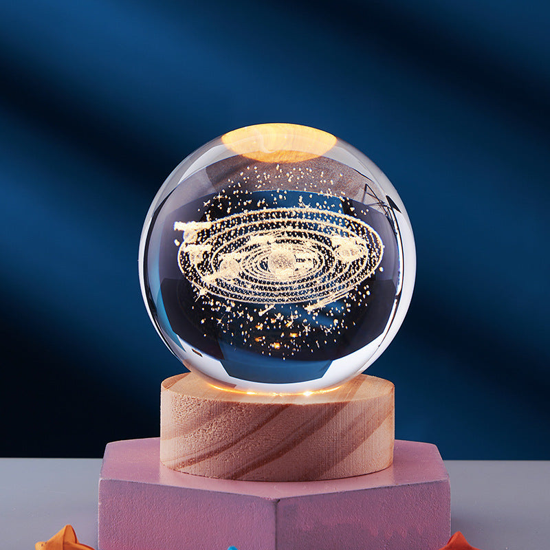 Luminous 3D - Luminous 3D Crystal Sphere Night Lamp 3D Laser-Engraved Crystal Design with Mesmerizing Glow | Adjustable Color-Changing LED Lighting for Cozy Ambiance | Energy-Efficient Nightlight for Bedroom, Living Space or Office