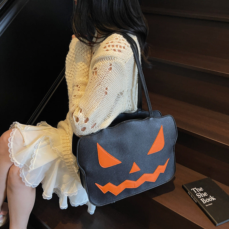Spooktacular Halloween Messenger Bag with Pumpkin Print
