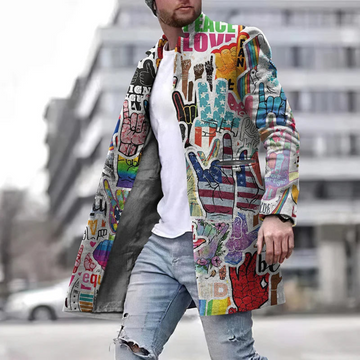 Franco | Men's Fashion Graphic Coat | Long