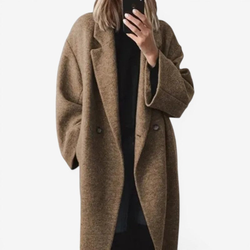 Women’s Long Button-Up Coat with Pockets
