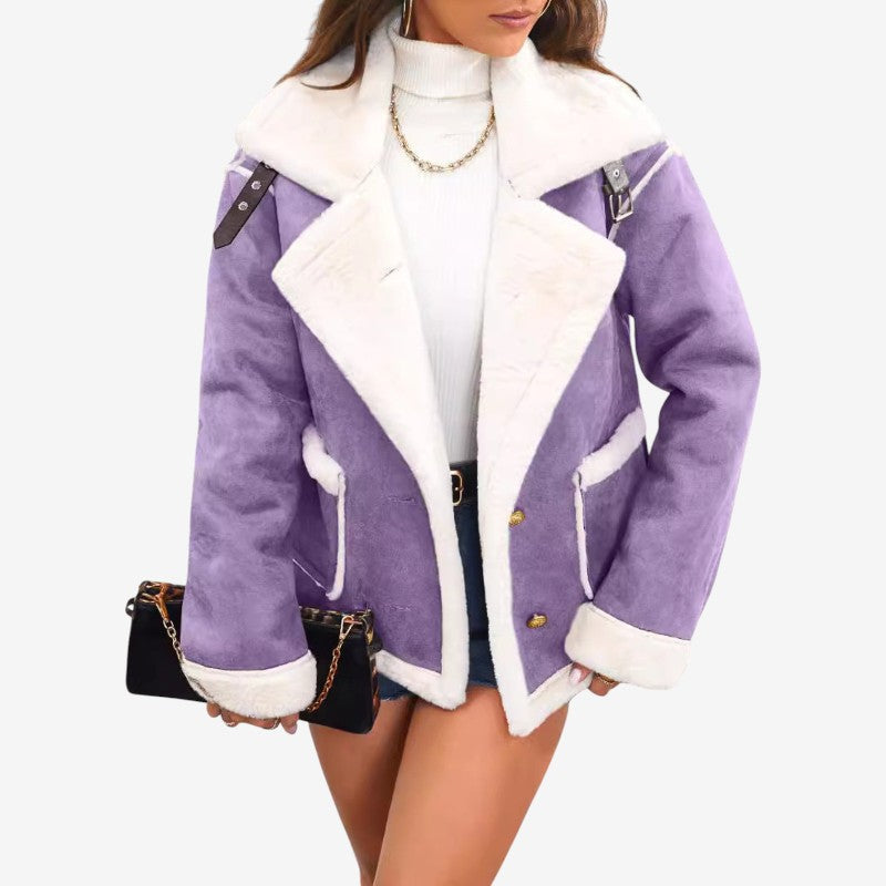 Women’s Long Sleeve Coat with Notched Collar