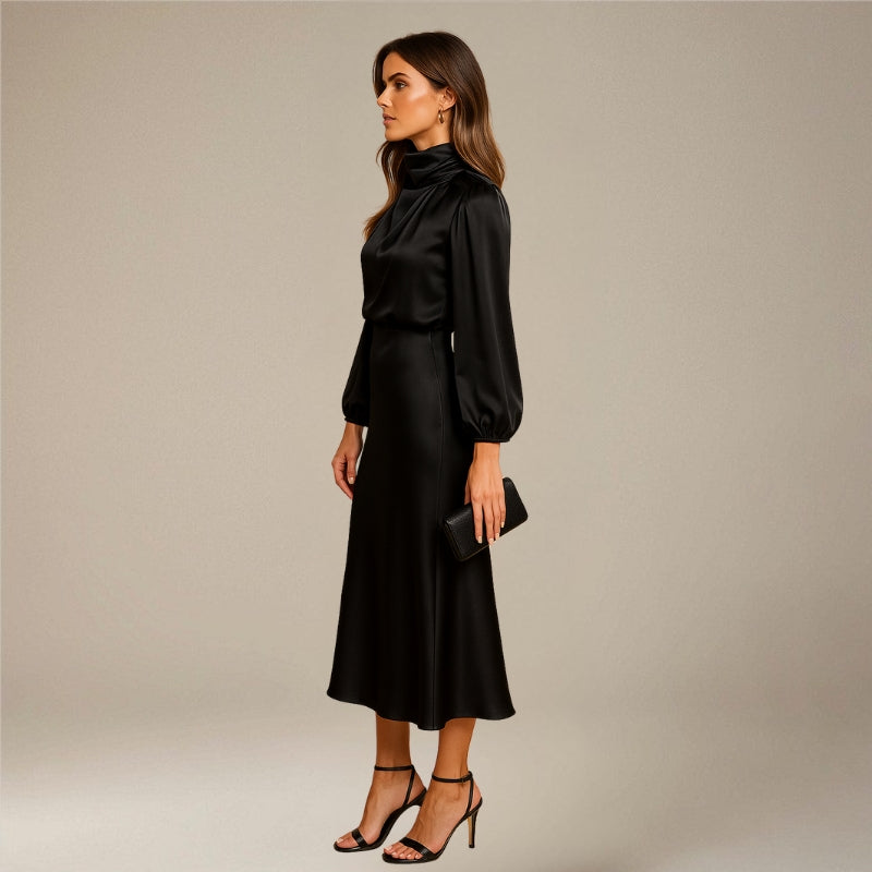 High Neck Loose Midi Dress