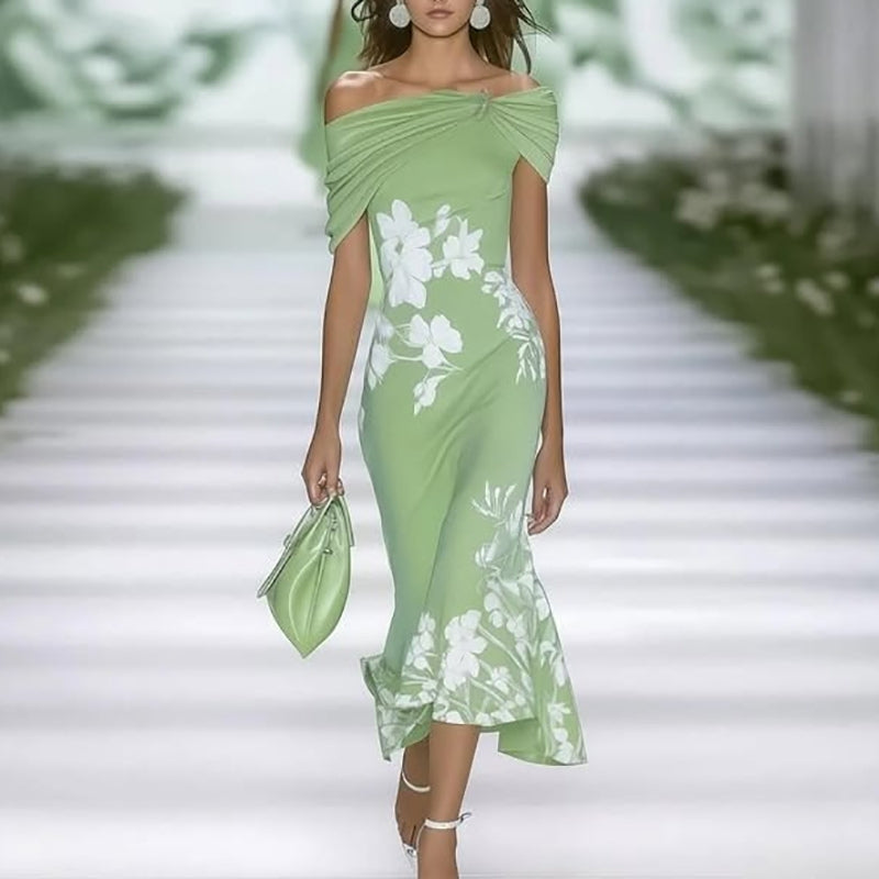 Off Shoulder Floral Slim Dress
