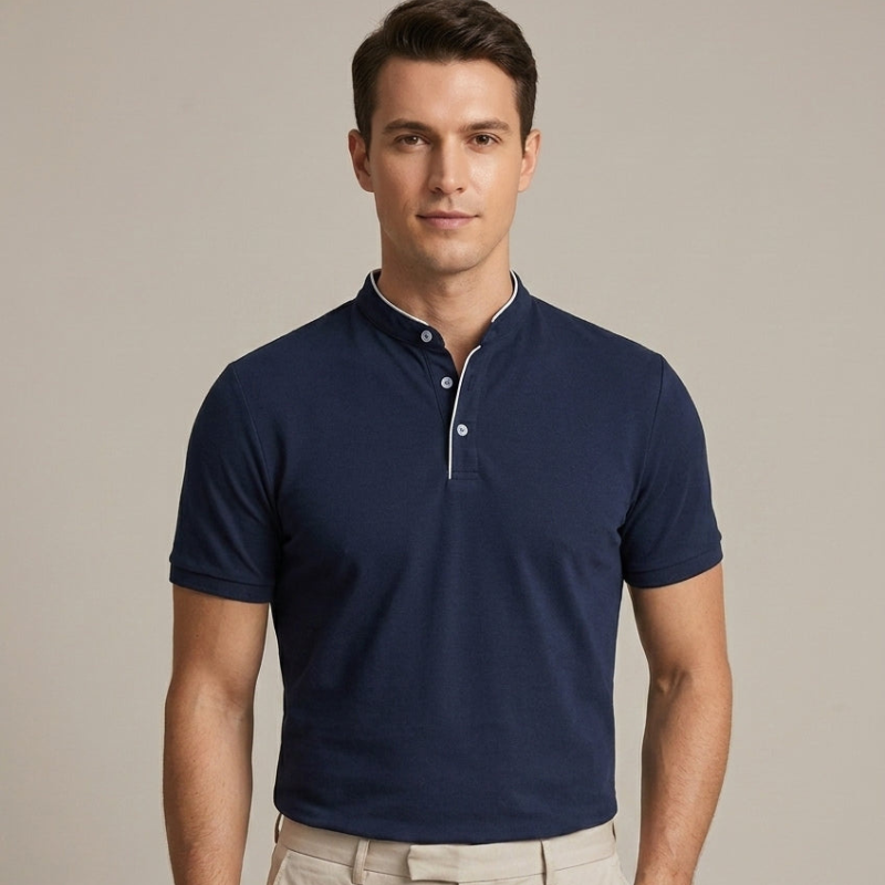 Men's Premium Short Sleeve Polo with Stand Collar