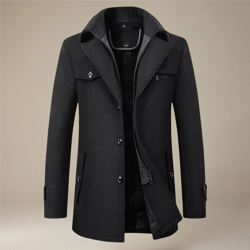 Double Collar Button Coat
