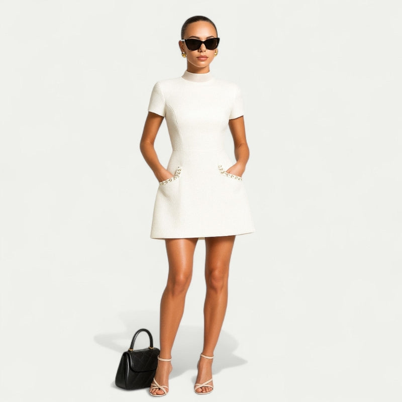 Beaded Trim Mini Dress