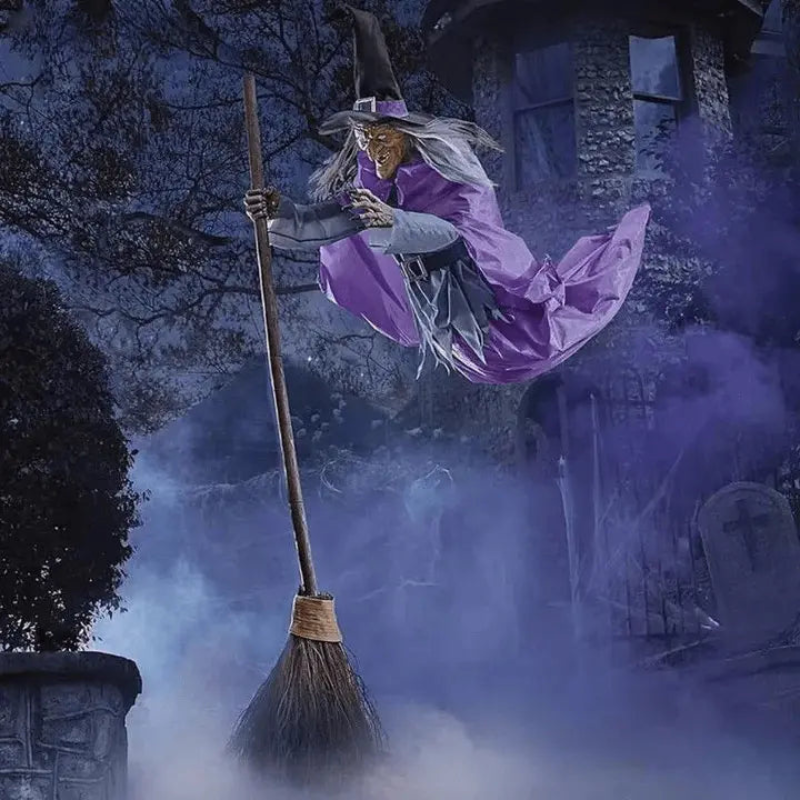 Animated Flying Witch Halloween Decoration with Sound