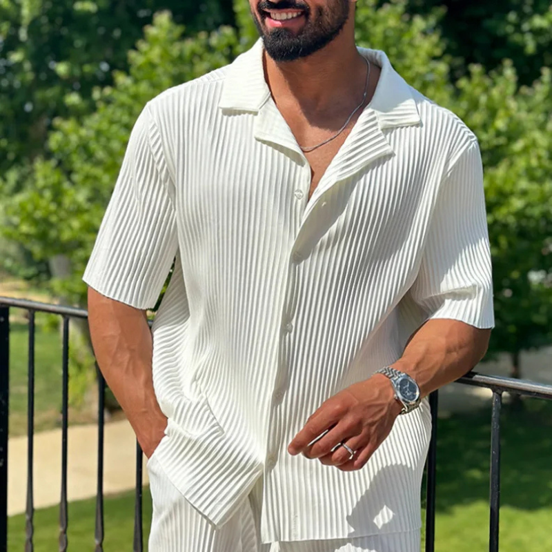Men's Stylish Two Piece Shirt and Wide Leg Trouser Set