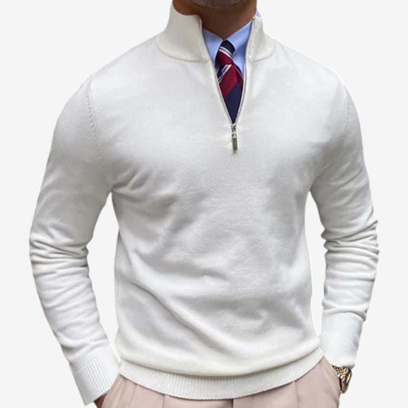 Premium Men's Stand Collar Quarter Zip Sweater