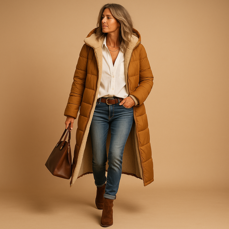 Modern Cut Notched Collar Long Coat