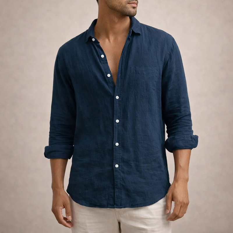 Men's Long Sleeve Shirt with Button Closure