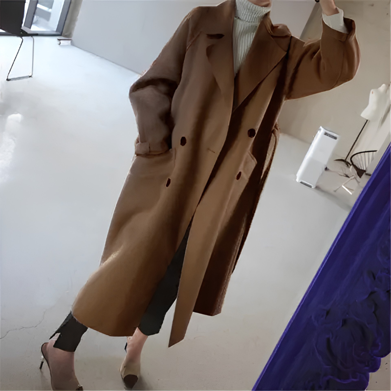 Chic Women's Long Sleeve Overcoat with Button Front