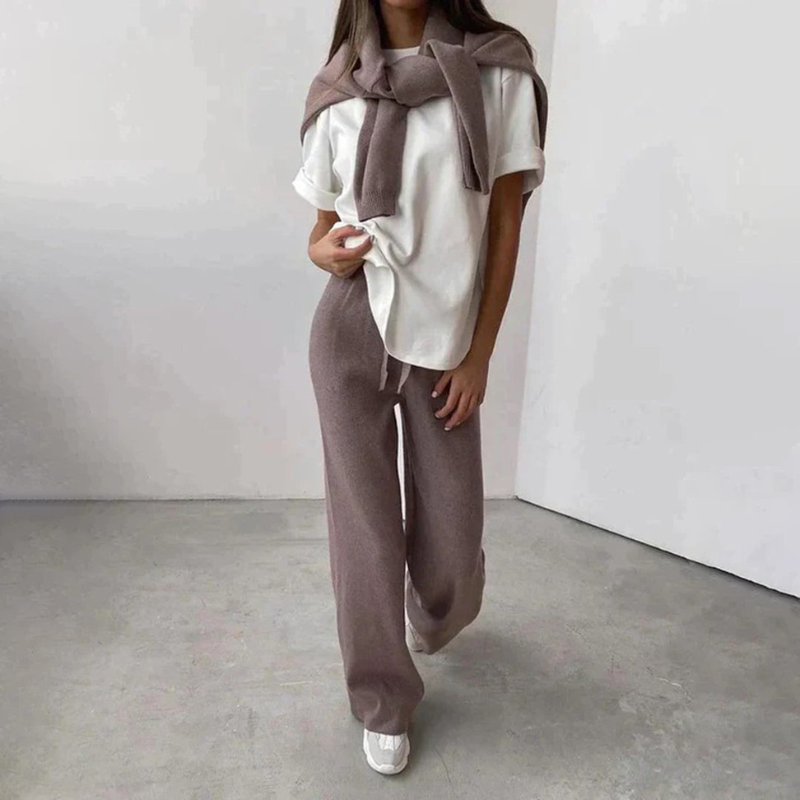 Women’s Brown Turtleneck Sweater and Pants Set