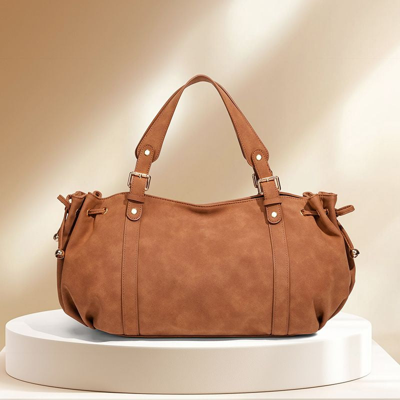 Suede Large Zip Shoulder Handbag