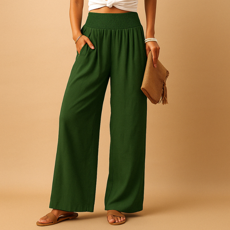 Women's Wide-Leg Casual Trousers with Elastic Waist