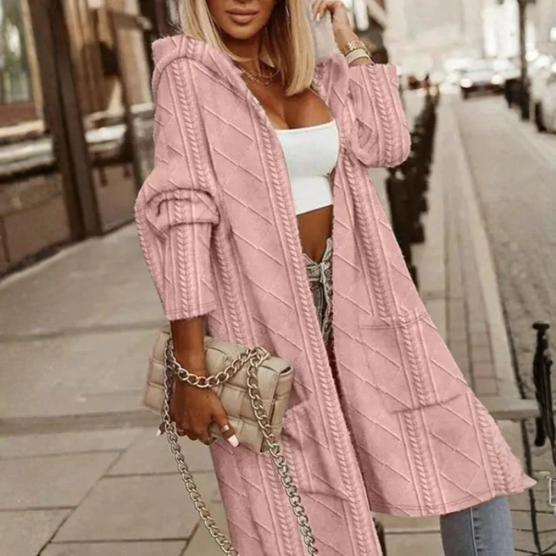 Stylish Hooded Cable Knit Cardigan for Women