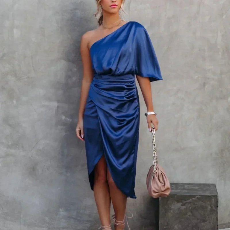 One Shoulder Wrap Mini Dress