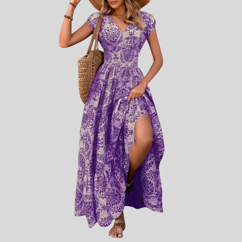 Women’s Sleeveless V-Neck Patterned Maxi Dress