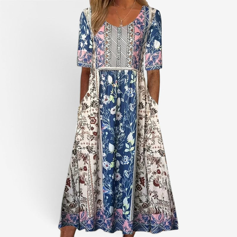 Women’s Printed Square Neck Midi Dress