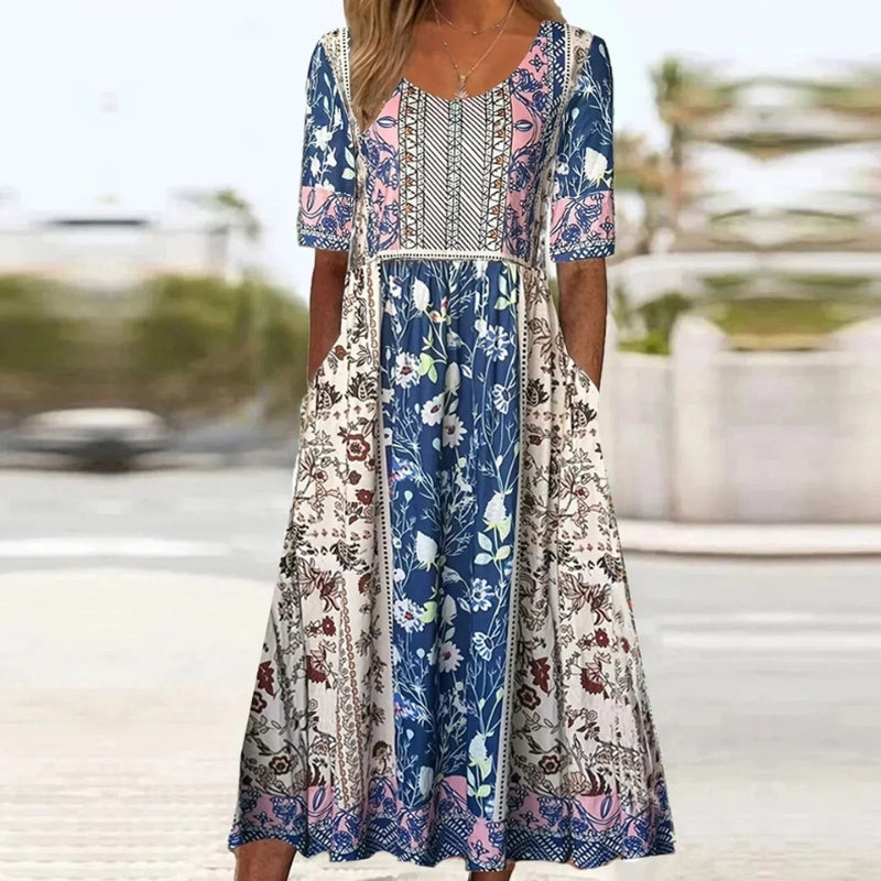 Women’s Printed Square Neck Midi Dress