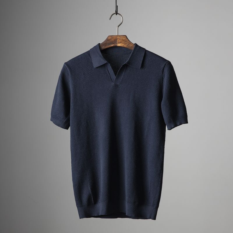 Men's Short Sleeve Polo Shirt with Turn Down Collar