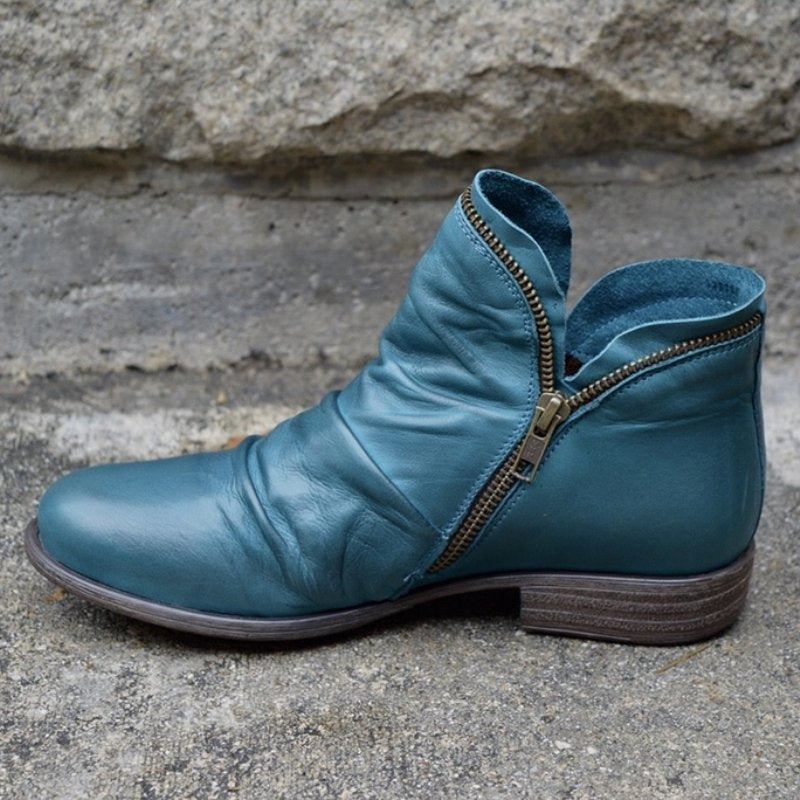 Women’s Pointed-Toe Ankle Boots with Thick Sole