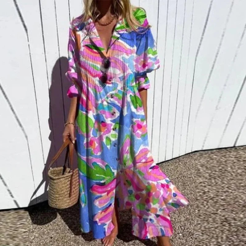 Women’s Floral Long Sleeve Loose Fit Dress