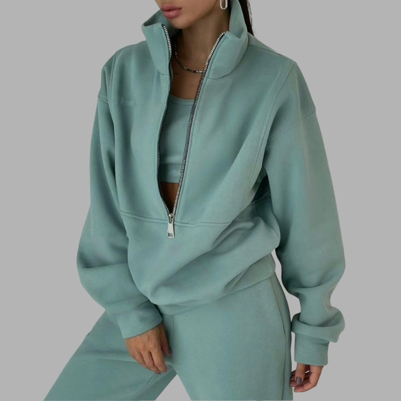 Women’s Oversized Zip-Up Hoodie And Matching Pants Set