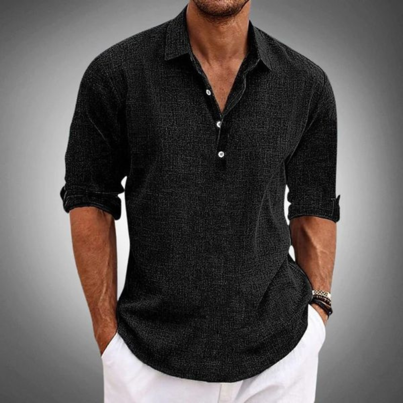 Men's Long Sleeve Button Down Shirt with Turn Down Collar