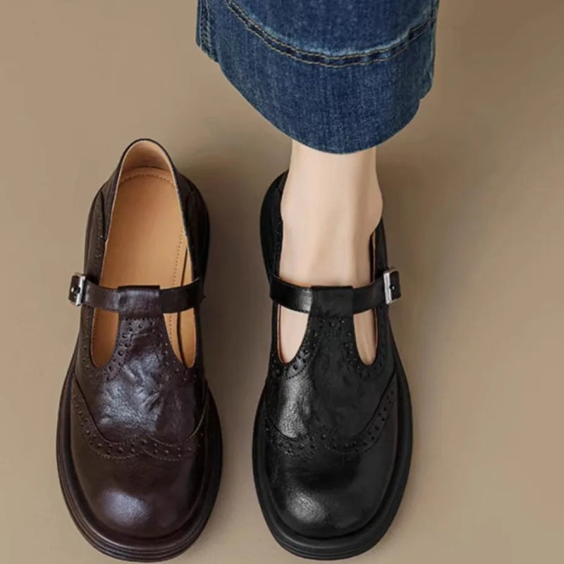 Women’s Round-Toe Buckle Shoes