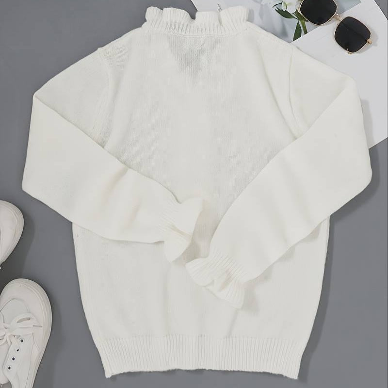 Women’s Ruffled Front Blouse with Decorative Buttons