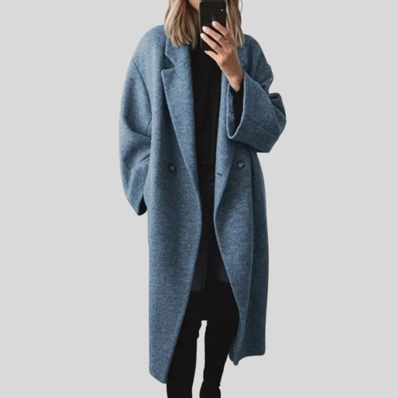 Women’s Long Button-Up Coat with Pockets