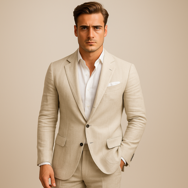 Men's Slim Fit Long Sleeve Blazer with Button Closure