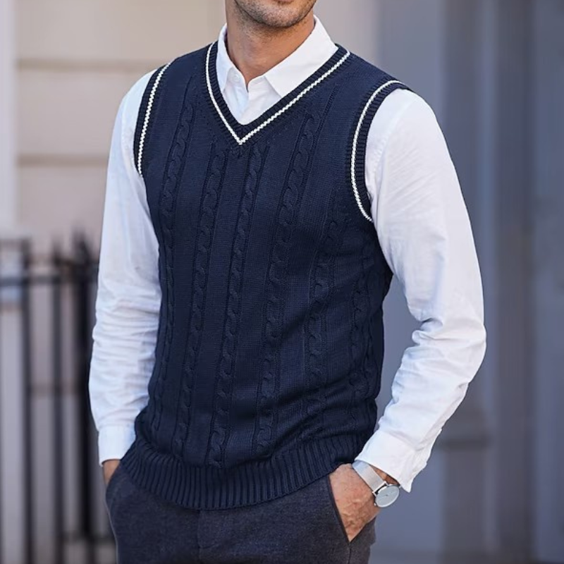 Men's Ribbed V Neck Sleeveless Vest with Tailored Fit