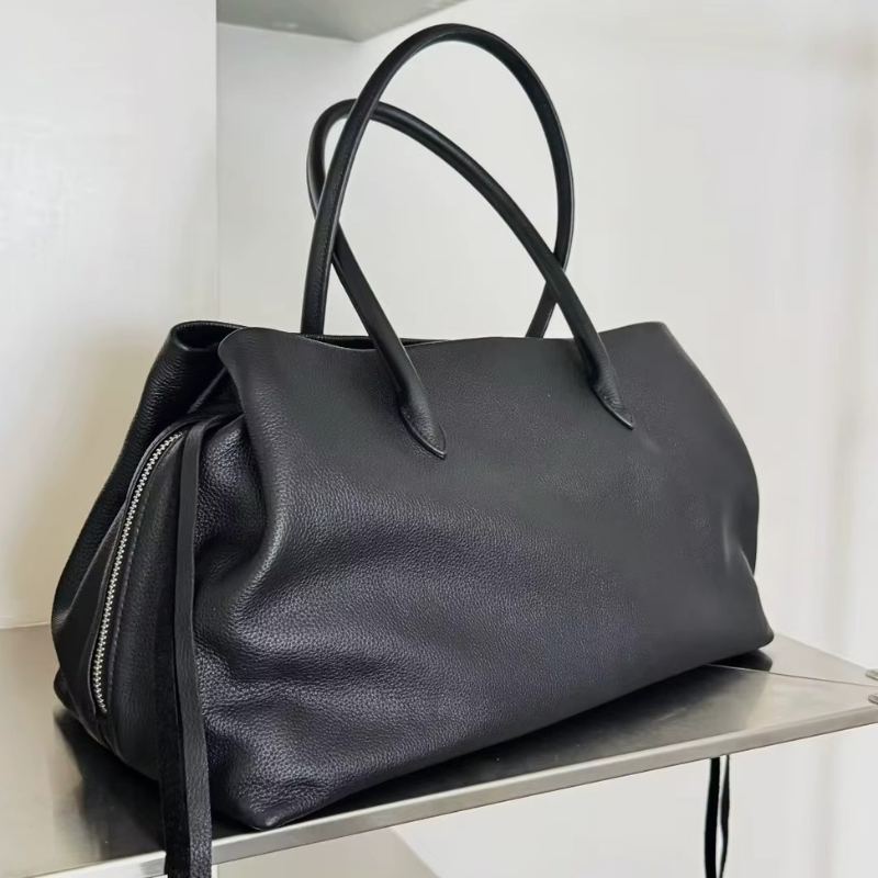 Women's Shoulder Bag with Top Handle and Zippered Compartments
