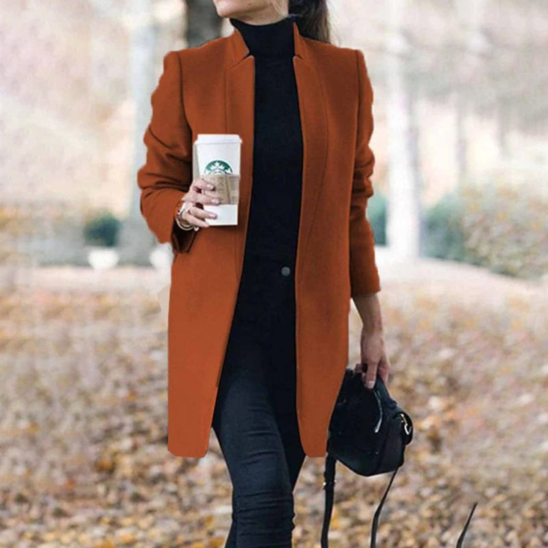Women’s Classic Notched Collar Long Coat