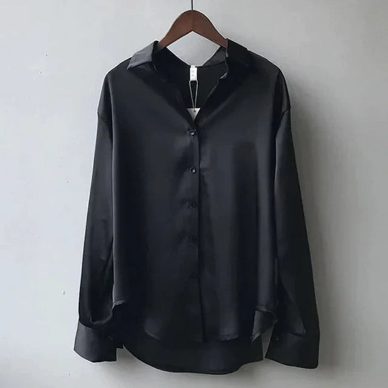 Women’s Button-Front Satin Blouse