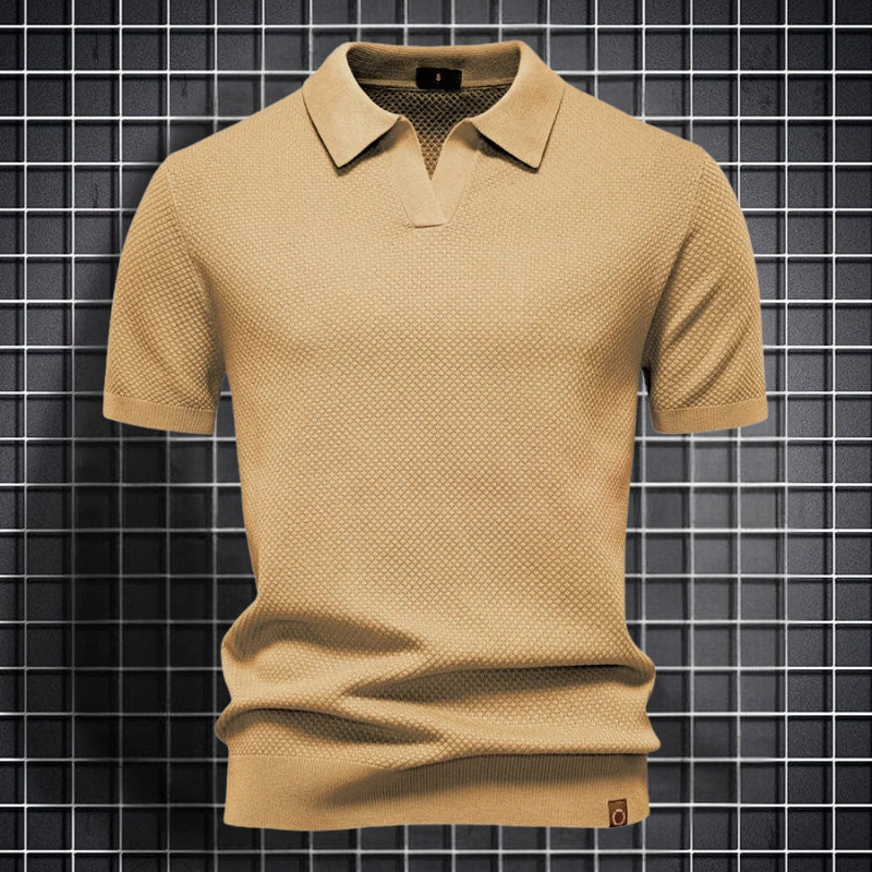 Men's Slim Fit Short Sleeve Polo Shirt with Collar
