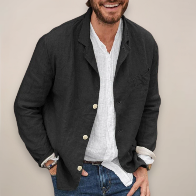Men's Long Sleeve Button Front Shirt with Chest Pocket