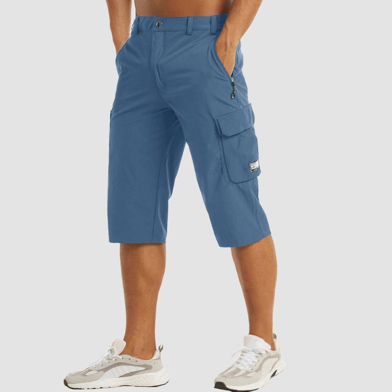 Men's High Waisted Knee Length Shorts with Multiple Pockets