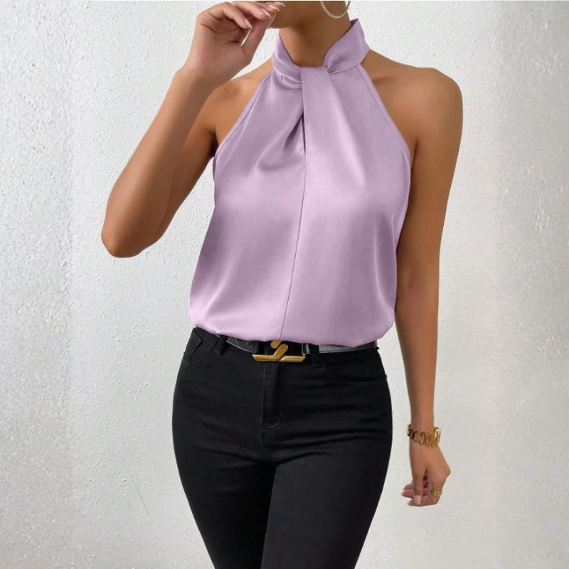 Elegant Women's Sleeveless High Neck Blouse