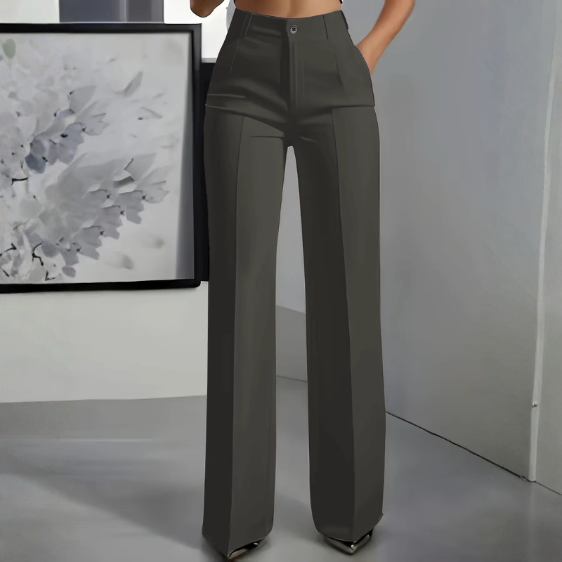 Chic Women's High Waisted Straight Leg Pants