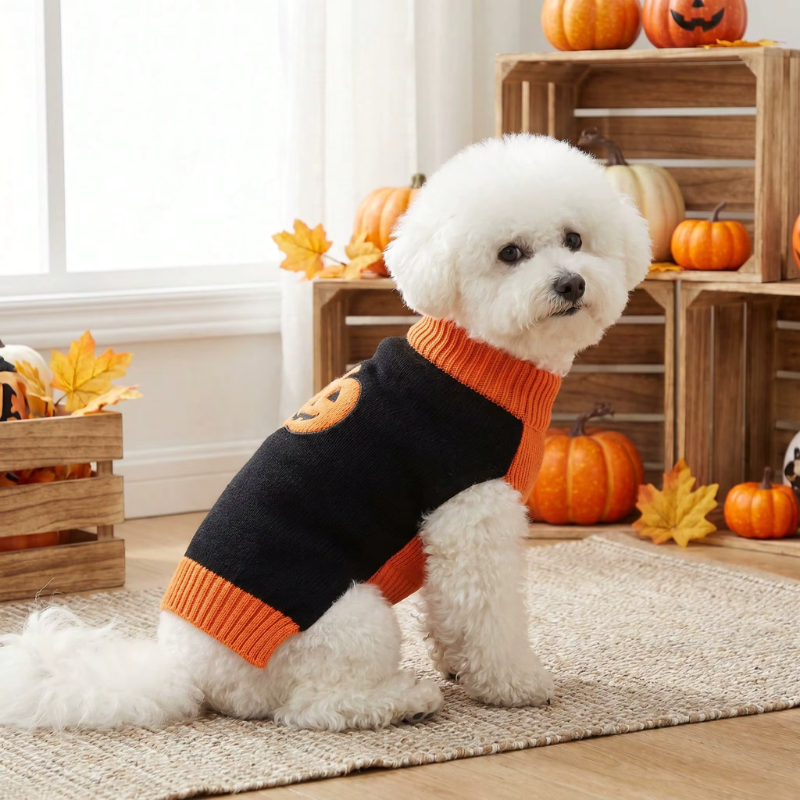 CozyGourd - Cozy Pumpkin Dog Sweater For Halloween