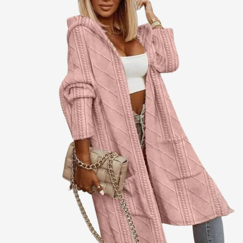 Stylish Hooded Cable Knit Cardigan for Women
