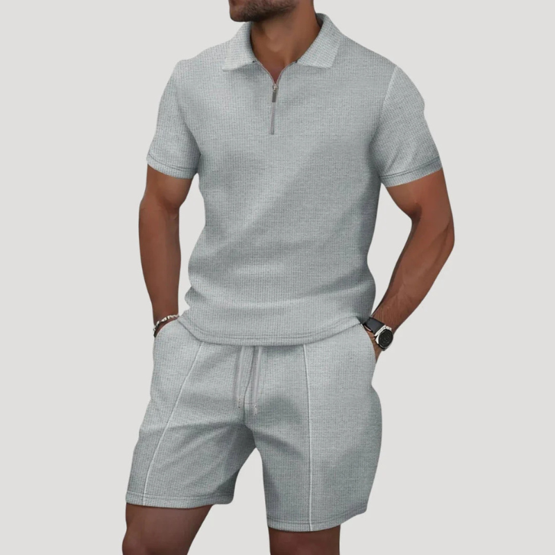 Men's Short Sleeve Polo and Shorts Matching Set