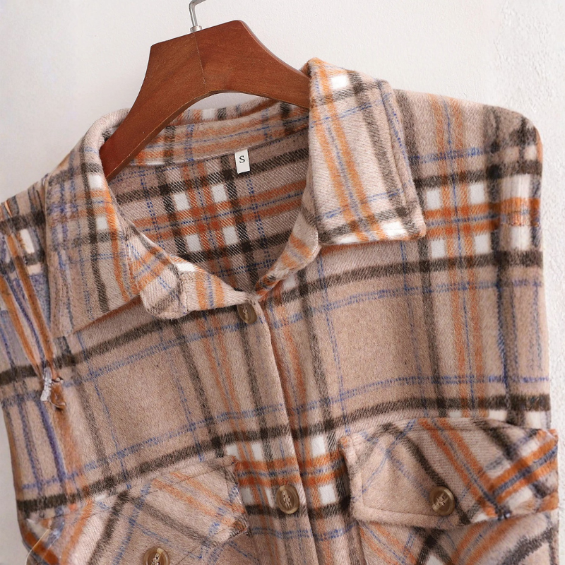 Women's Plaid Overcoat with Belted Waist